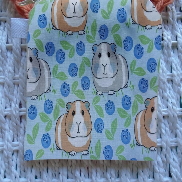 Cute Blueberries Guinea Pig Flowers Purse or Card Holder Cotton 
