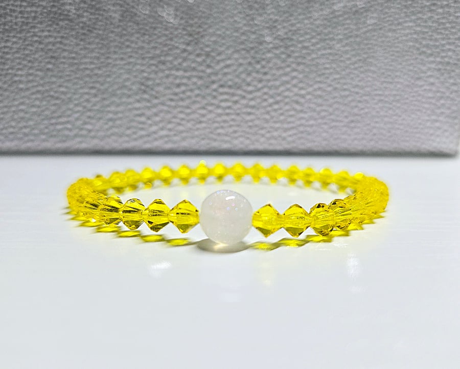 Yellow Bicone Preciosa Crystals Bead Bracelet