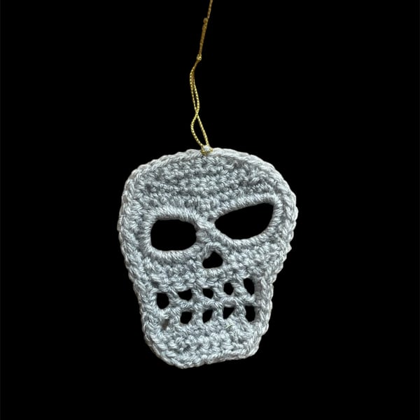 Grey Crochet Skull- Halloween