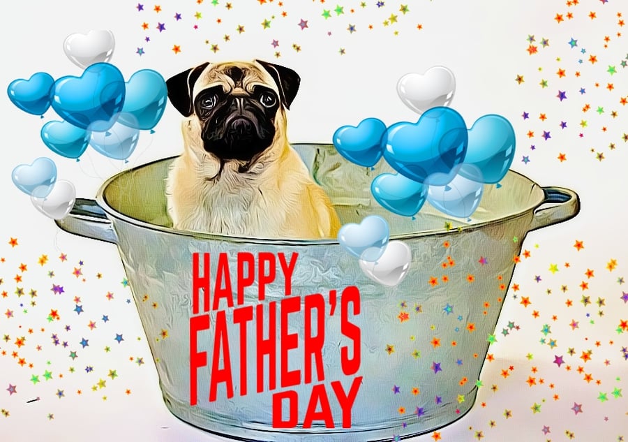 Happy Father's Day Pug Bath Card 