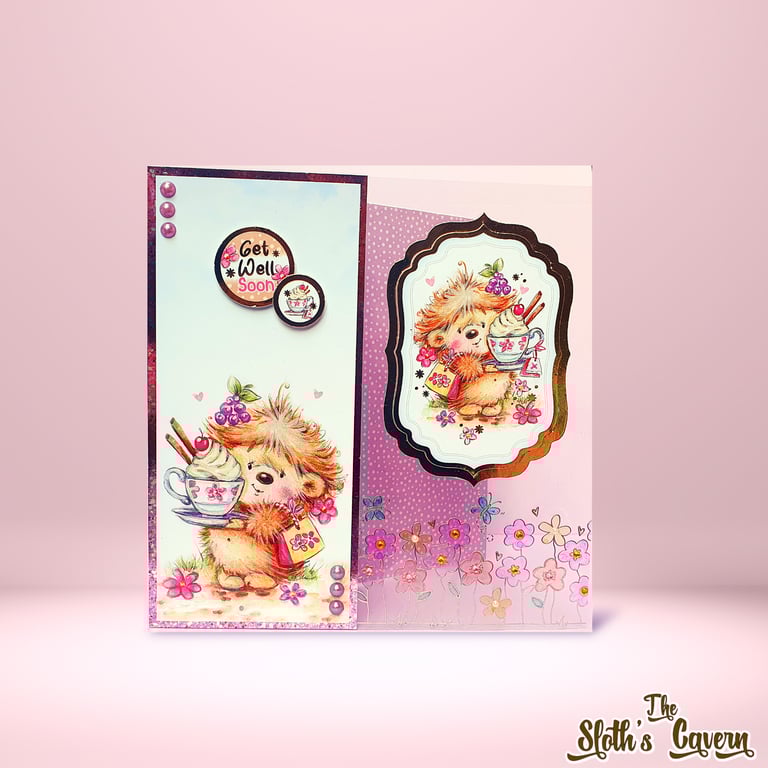 Get Well Soon Handmade Greeting Card with Hedgehogs