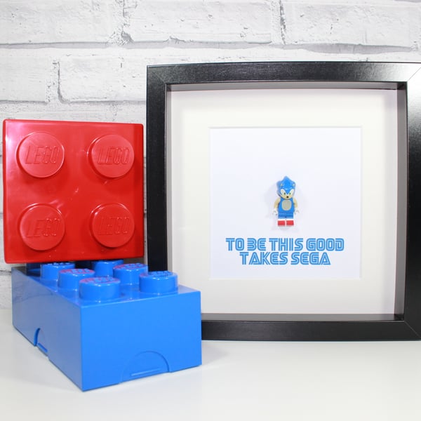 SONIC THE HEDGEHOG - Framed Lego minifigure - Awesome artwork