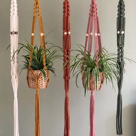 Boho Macrame Plant Hanger - Beaded Hanging Planter - Eco Friendly Gift