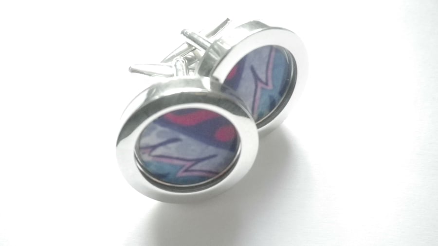 Pink Waves cufflinks, free shipping, gift wrapped, great image, Ref 1234