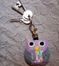 Lilac Felt Owl Stuffy Bag Charm Keyring - Image 2