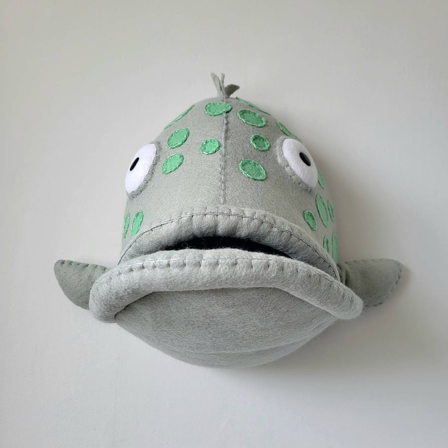 GROUPER FISH - Felt Faux Taxidermy - Wall Mounted Animal Head