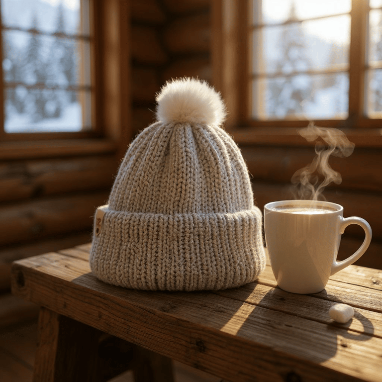 Knitted pompom hat, small Adults or teanage 