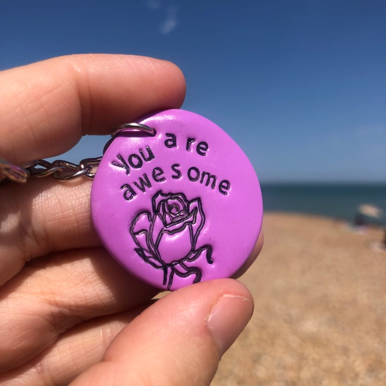 You are Awesome Pebble Keyring Gift