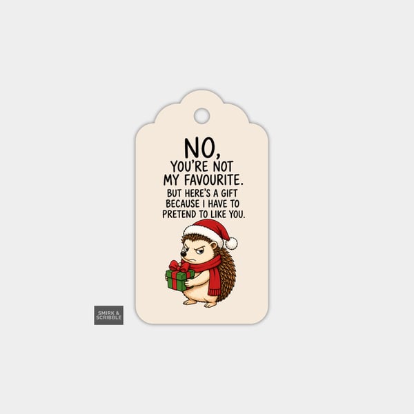 Unique Funny Christmas Gift Tags For Adults, 6pk - Grumpy Hedgehog