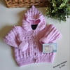Designer Baby Girls Hooded Jacket Hand Knitted  0-6 months size