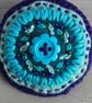 Hand Embroidered Turquoise Blue Brooch - Image 2