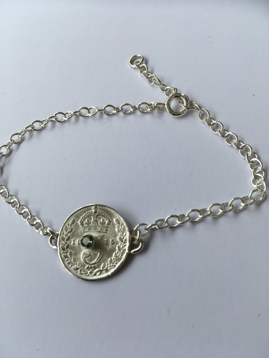 1915 Green Beryl Threepence Bracelet 