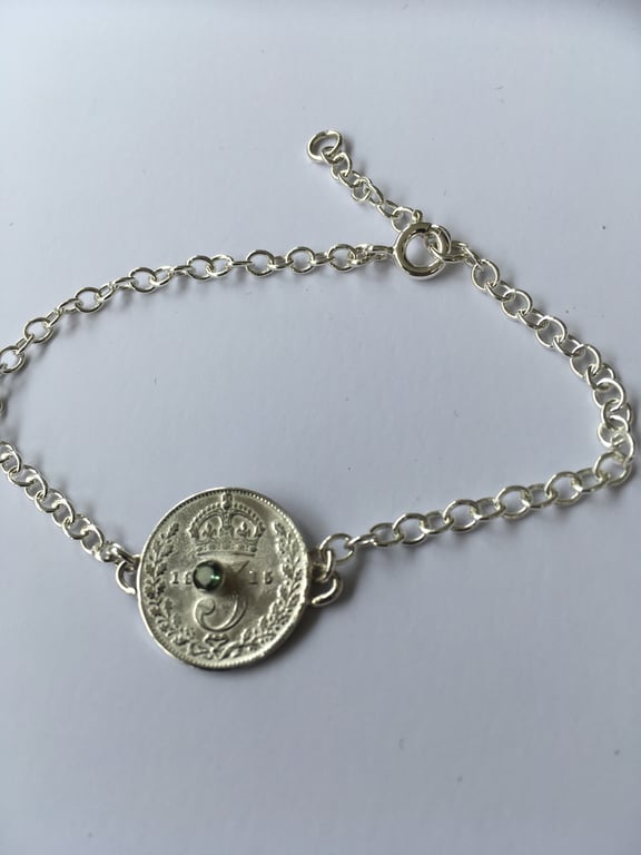 1915 Green Beryl Threepence Bracelet 