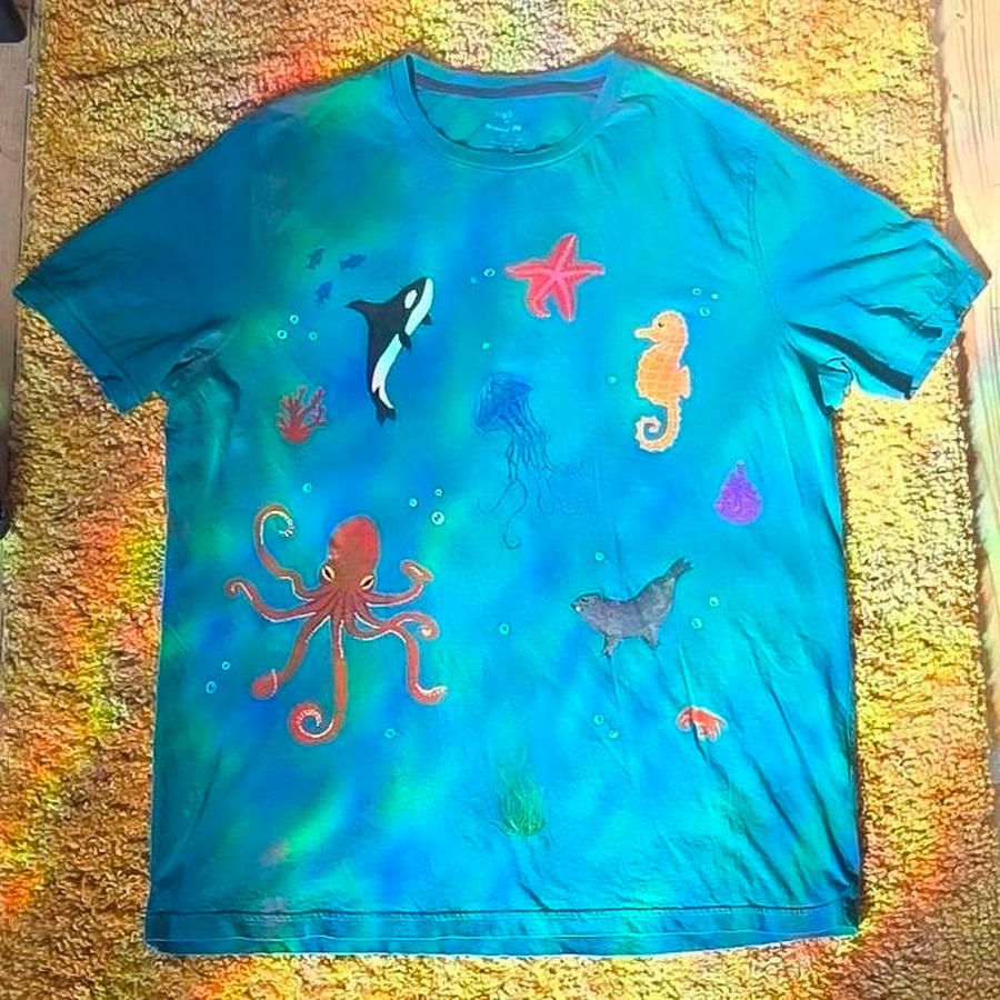 Handpainted ocean themed top