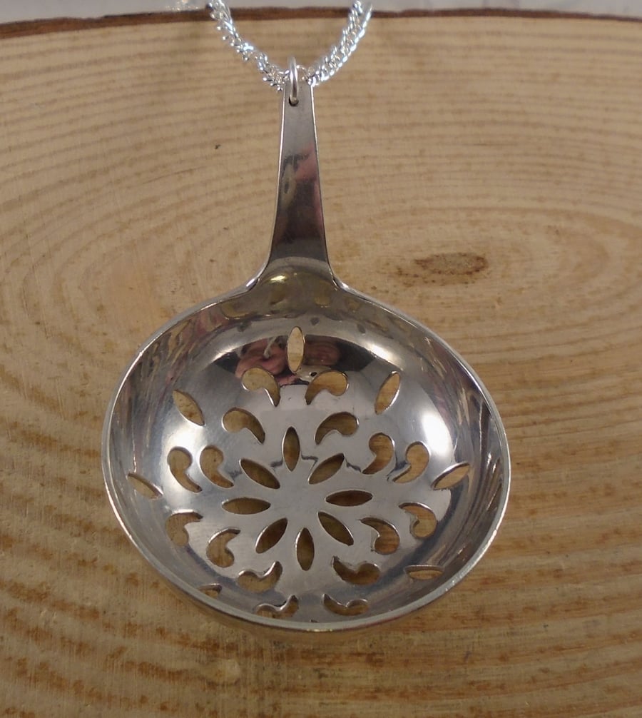 Upcycled Silver Plated Sugar Sifter Necklace SPN112005