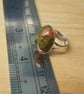 Simple oval unakite ring. Scorpio jewelry uk. Adjustable sterling silver - Image 4
