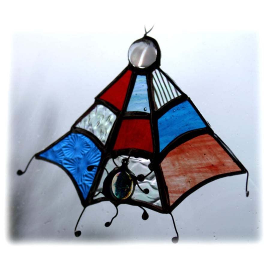 Spider's Web Stained Glass Suncatcher Spider