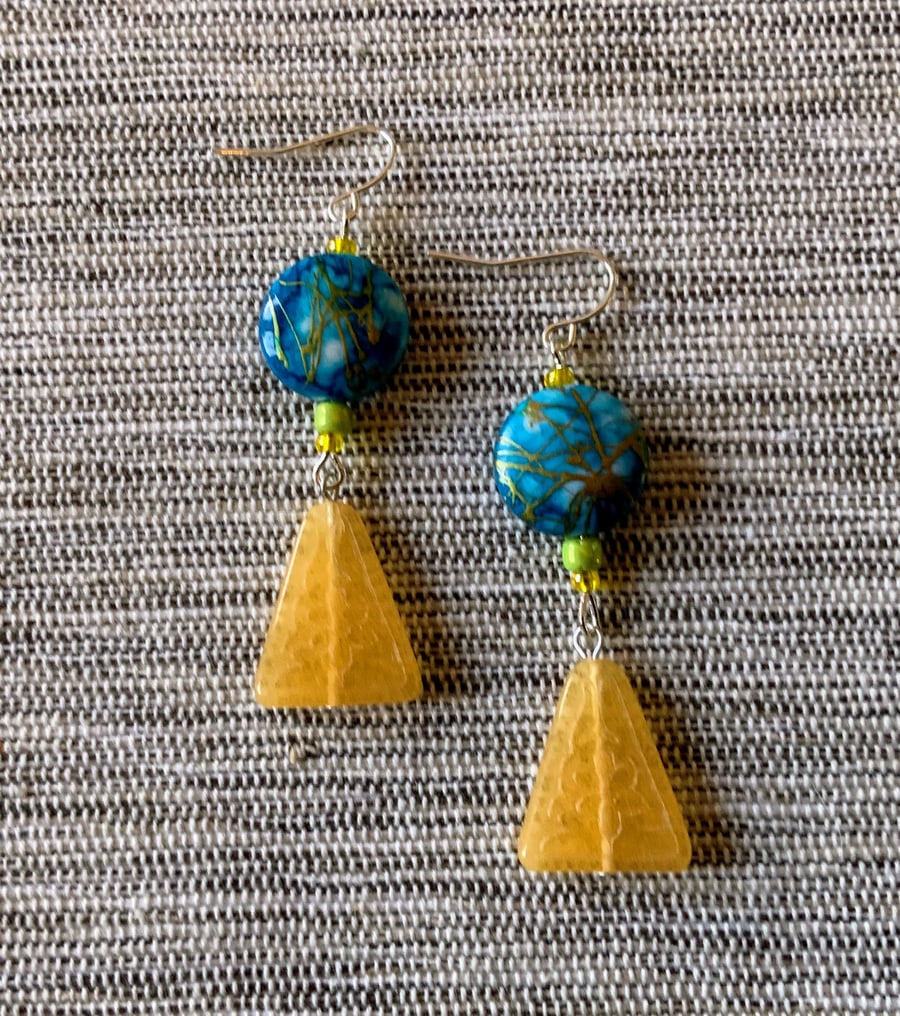 Blue & Yellow Summer Earrings