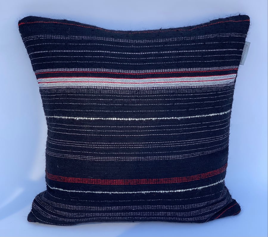 Walk 5: Hand woven 100% wool cushion, designed and made by Yvonne Skelton
