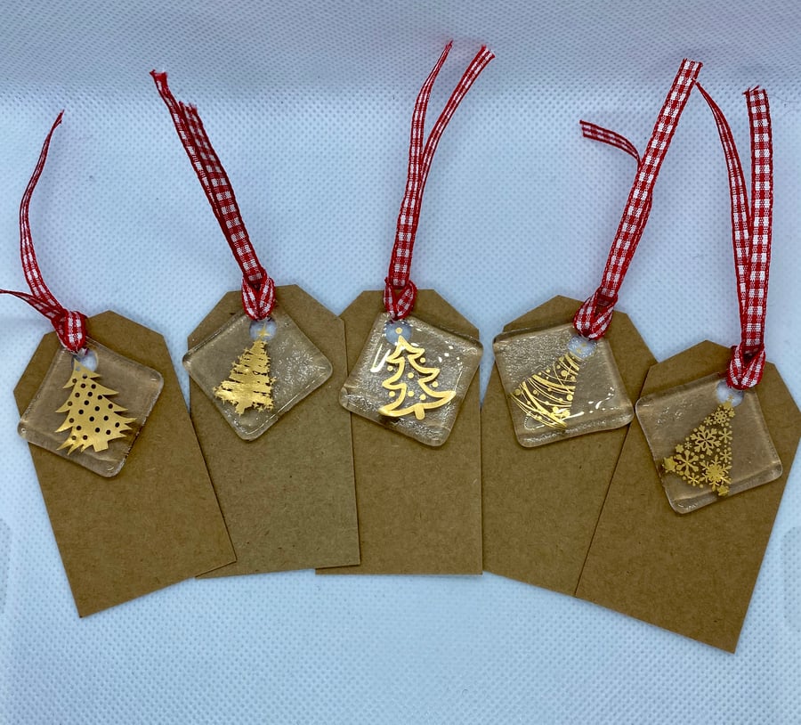 Fused glass keepsake Christmas gift tag