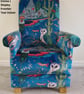 Emma Shipley Frontier Paradise Teal Velvet Fabric Adult Armchair Chair Eagles  - Image 2