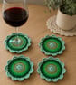 Handmade Crochet Flower Coaster Set - Set of 4