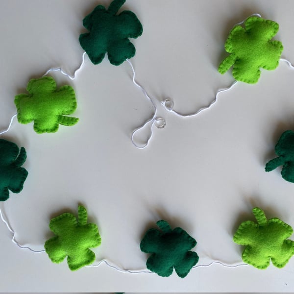 St Patrick's Day Shamrock Garland, St Patrick's Day Decoration, Handmade Shamroc