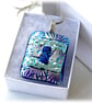 Dichroic Glass Pendant 282 Silver Florentine Handmade with silver plated chain - Image 2