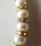 Gold and Ivory Necklace with Faux Pearl and Rhinestones - Summer Seconds - Image 3