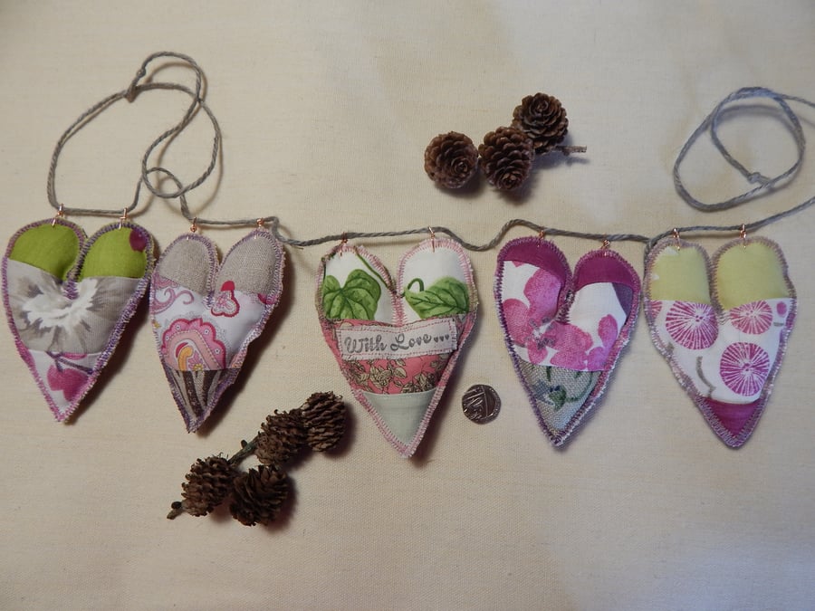 With Love - Heart and flower - Bunting