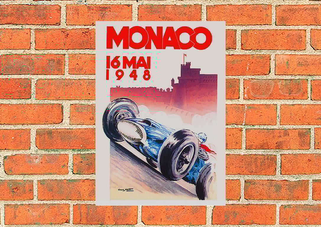 1948-59 Monaco F1 posters, Grand Prix print, Formula 1 metal sign, motorsport gi