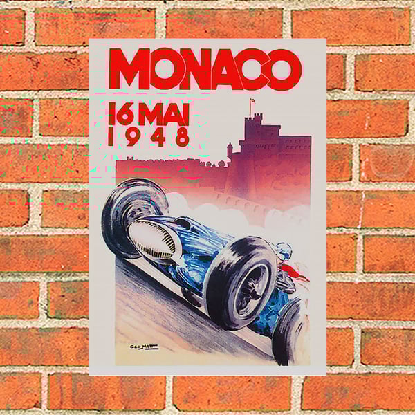 1948-59 Monaco F1 posters, Grand Prix print, Formula 1 metal sign, motorsport gi