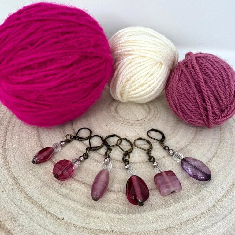 Set of 6 recycled vintage stitch markers for knitting and crochet