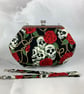 Skulls medium clutch bag, Gothic kiss clasp bag, Detachable strap, 2 options - Image 3