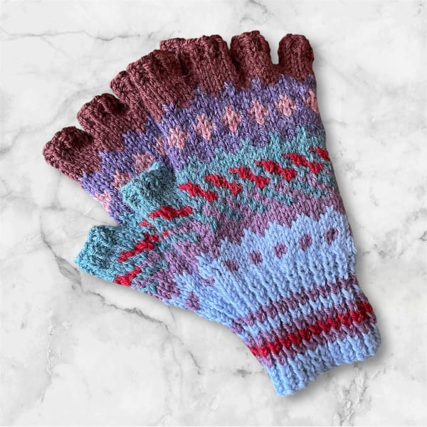 Fingerless gloves hand knitted (code 2) 