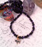 Black and Purple Beaded Halloween Necklaces with Black Cat Charms, Halloween - Image 3