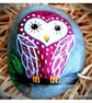  Rock Art Pink Owl, Hand Painted.  - Image 1