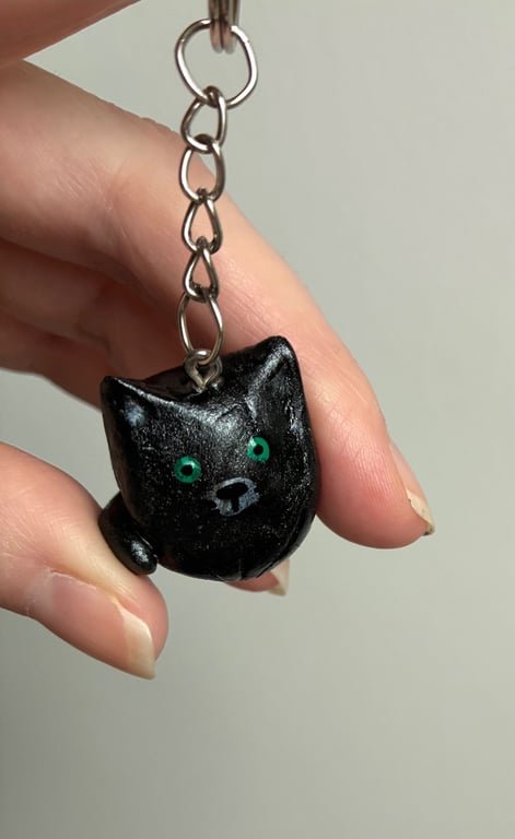 Handmade Black Cat Keyring
