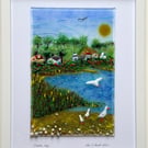 Slapton ley - fused glass landscape 