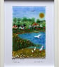 Slapton ley - fused glass landscape 