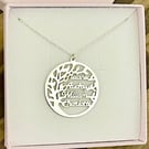 Personalised 925 Sterling Silver Family Tree Name Necklace, 3.3cm