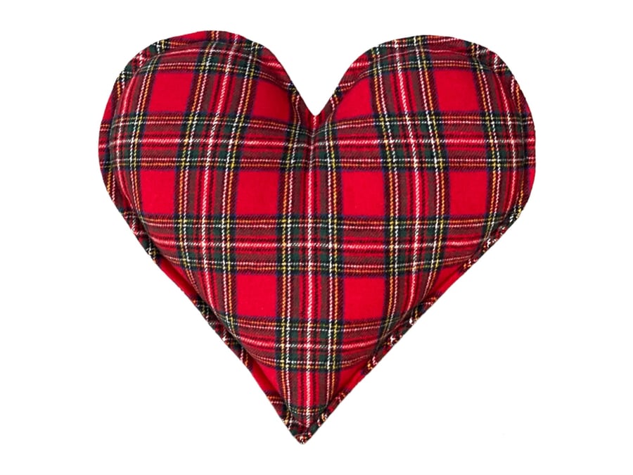 Red Tartan Heart Shaped Cushion Christmas Pillow Valentine’s Day