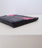 Leather Cardholder Handstitched Navy and Hot Pink three slot - Image 8