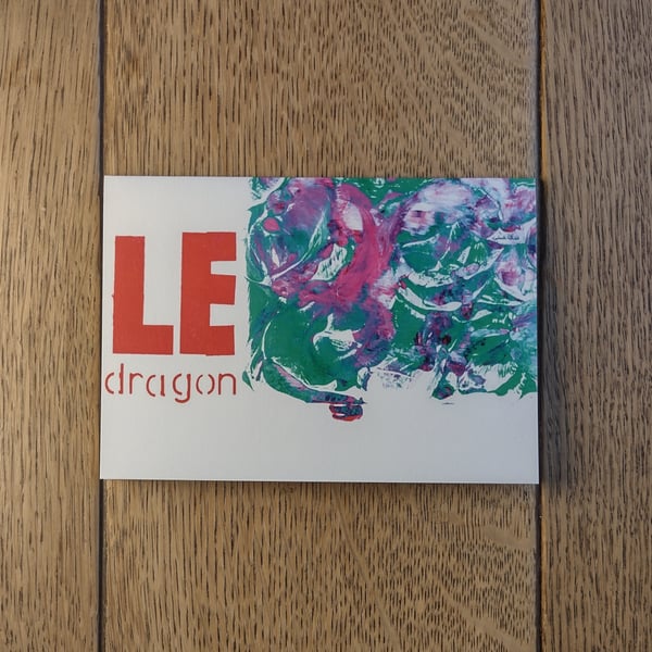 Le dragon. Image made using mono-printing, handmade stamp work and stenciling.