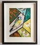 Mixed media collage of blue tits and daisies - gift for nature lover - Image 3