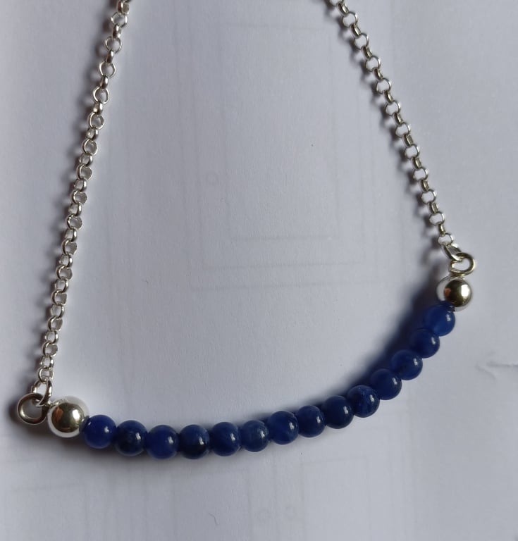 Sodalite blue silver ball slider bracelet