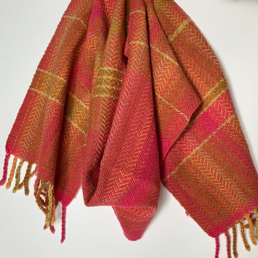 Harvest Musing iii - Contemporary Handwoven Lambswool Scarf 