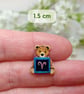 Aries Bear Pin, Handmade Tiny Star Sign Wooden Teddy Badge - Image 5