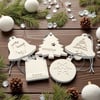 Handmade Set of Five Large White Crystacast Decorations