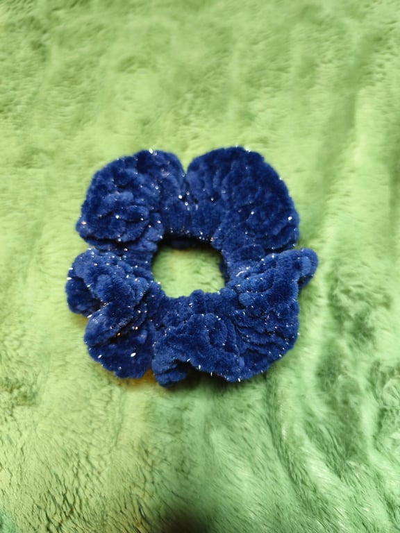 Navy Glitter Small Scrunchies Hair Tie